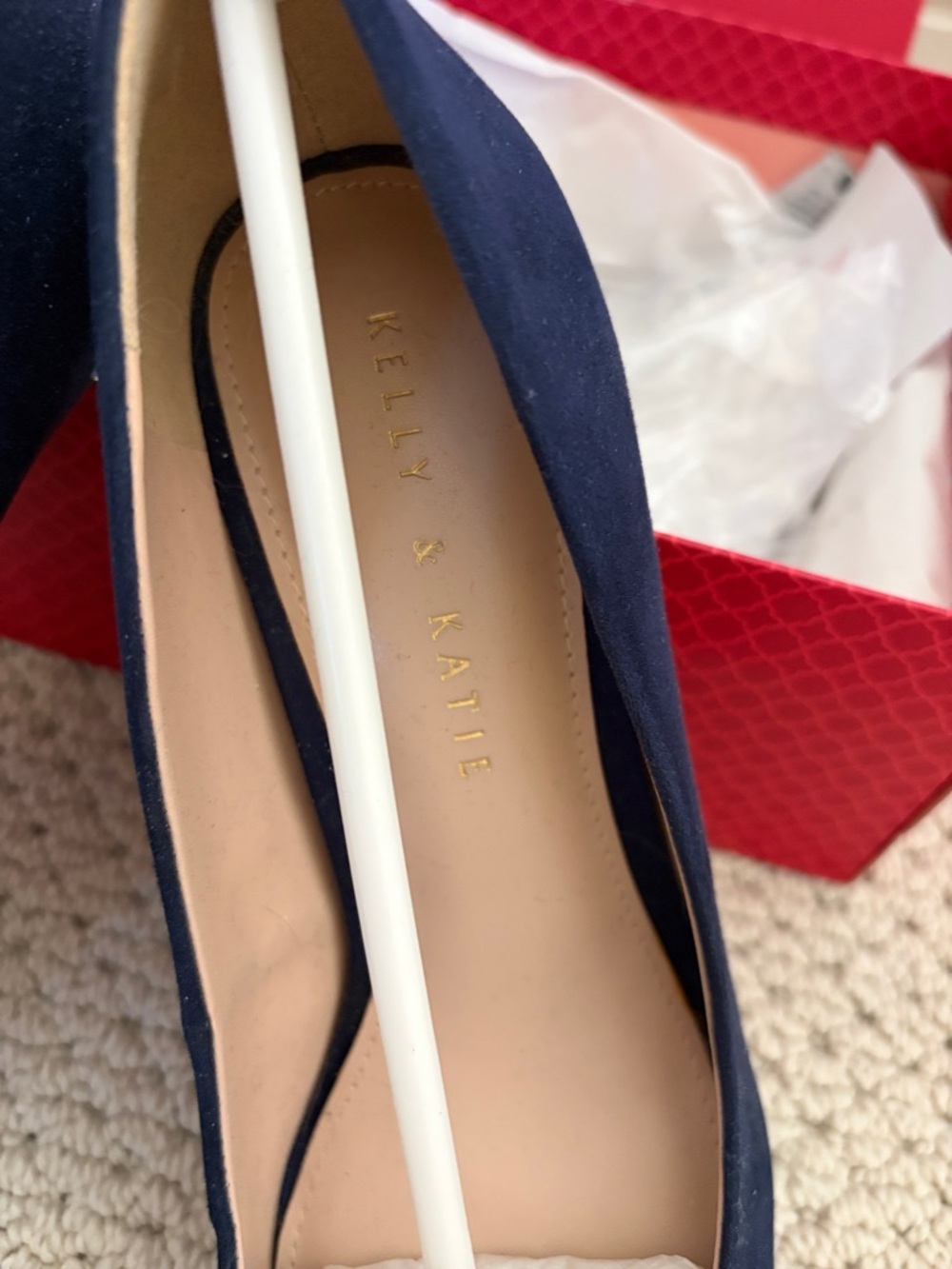 Kelly & Katie Navy Pointed-Toe Suede Pumps - Picture 2 of 5